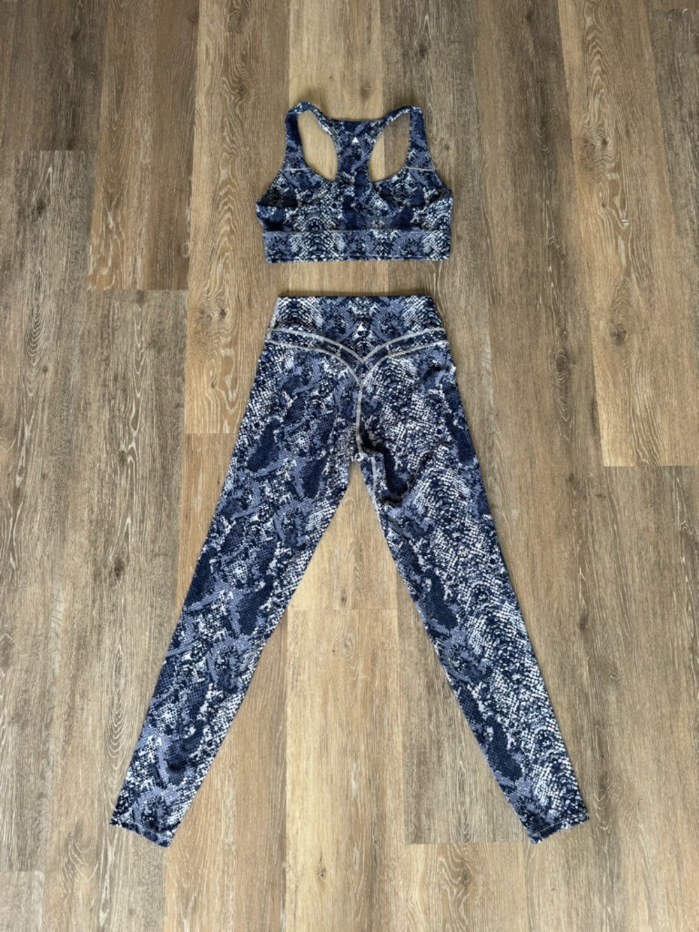 Vitality Blue Python Print Set M — Sports Bra + High Waist Leggings